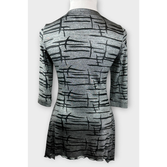 Joseph Ribkoff Silver Metallic Black Abstract Art Tunic Top Women's Size 10 - Picture 7 of 14